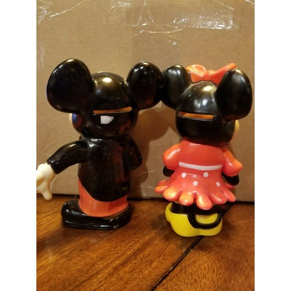 WDP Mickey And Minnie Piggy Banks Hard Plastic PVC Movable Arms Vintage - Picture 4 of 5
